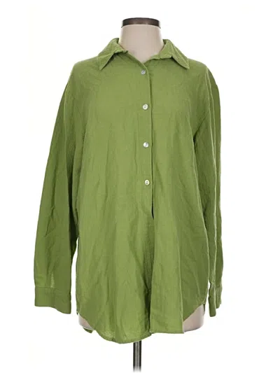 Pre-owned Soft Surroundings 3/4 Sleeve Button Down Shirt In Green