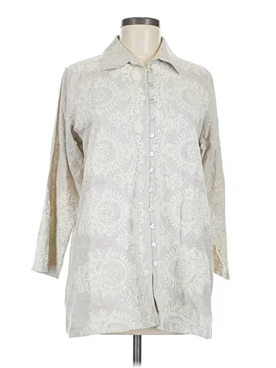 Pre-owned Soft Surroundings 3/4 Sleeve Button Down Shirt In Ivory