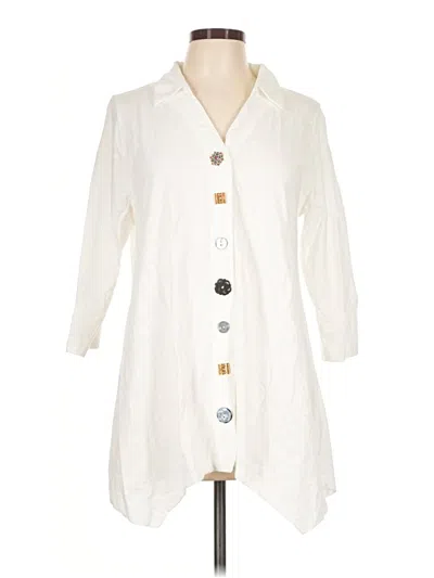 Pre-owned Soft Surroundings 3/4 Sleeve Button Down Shirt In Ivory