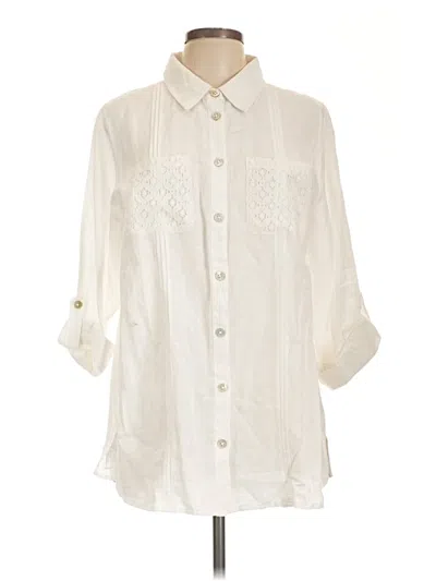 Pre-owned Soft Surroundings 3/4 Sleeve Button Down Shirt In Ivory