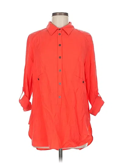Pre-owned Soft Surroundings 3/4 Sleeve Button Down Shirt In Orange