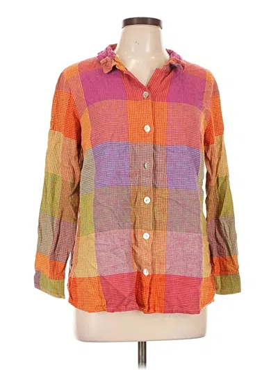 Pre-owned Soft Surroundings 3/4 Sleeve Button Down Shirt In Orange