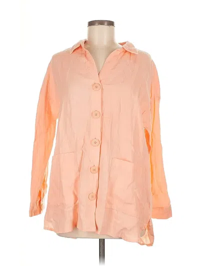 Pre-owned Soft Surroundings 3/4 Sleeve Button Down Shirt In Pink