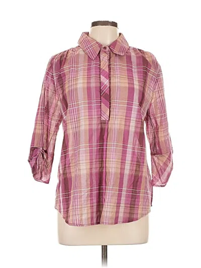 Pre-owned Soft Surroundings 3/4 Sleeve Button Down Shirt In Pink