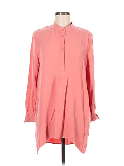 Pre-owned Soft Surroundings 3/4 Sleeve Button Down Shirt In Pink