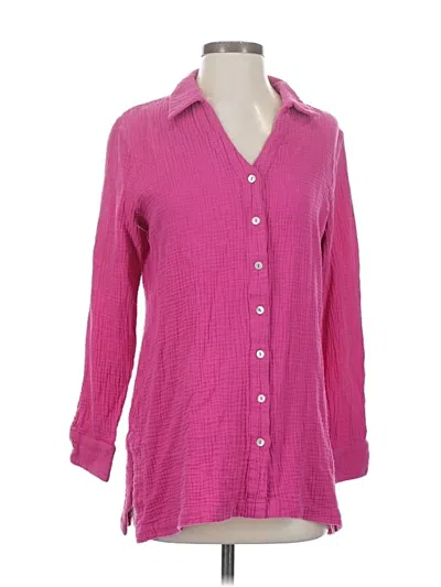 Pre-owned Soft Surroundings 3/4 Sleeve Button Down Shirt In Pink