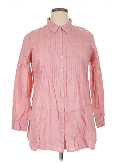 Pre-owned Soft Surroundings 3/4 Sleeve Button Down Shirt In Pink