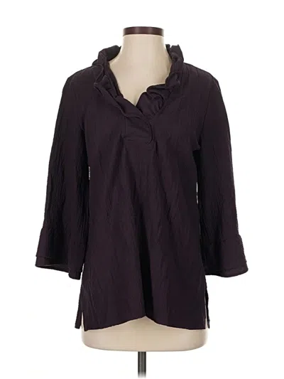 Pre-owned Soft Surroundings 3/4 Sleeve Button Down Shirt In Purple