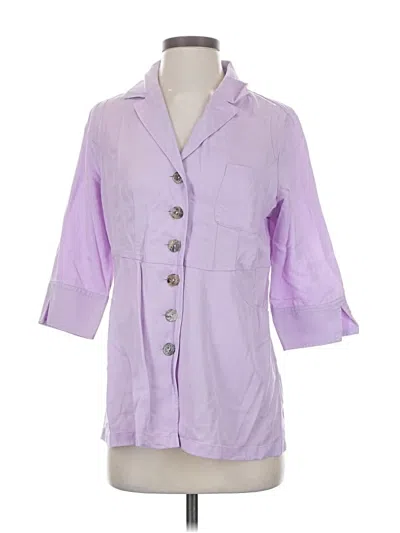 Pre-owned Soft Surroundings 3/4 Sleeve Button Down Shirt In Purple