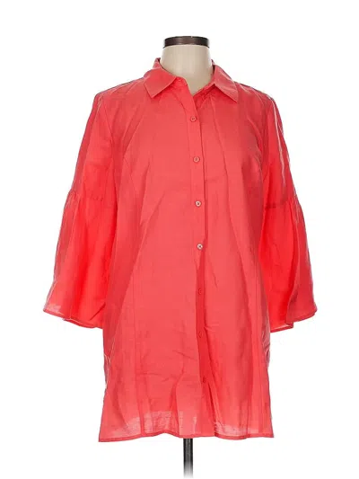 Pre-owned Soft Surroundings 3/4 Sleeve Button Down Shirt In Red