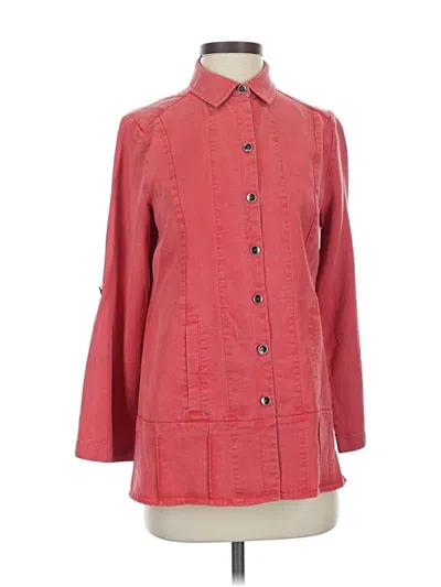 Pre-owned Soft Surroundings 3/4 Sleeve Button Down Shirt In Red