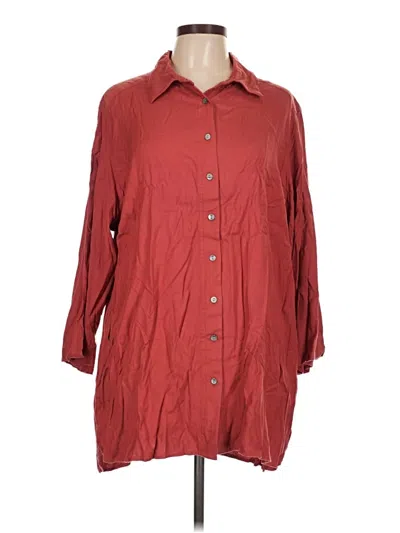 Pre-owned Soft Surroundings 3/4 Sleeve Button Down Shirt In Red