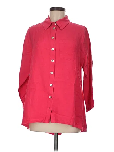 Pre-owned Soft Surroundings 3/4 Sleeve Button Down Shirt In Red