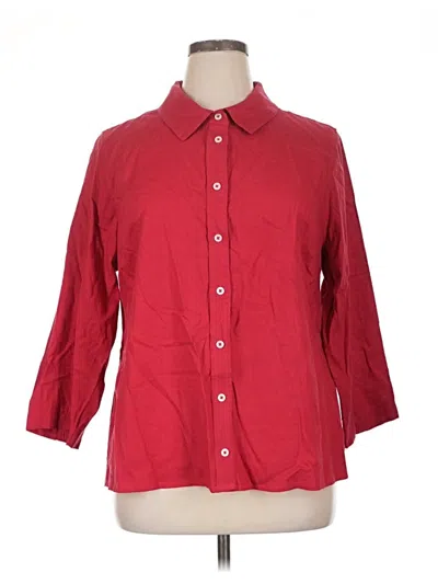Pre-owned Soft Surroundings 3/4 Sleeve Button Down Shirt In Red