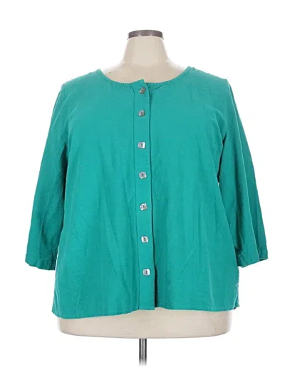 Pre-owned Soft Surroundings 3/4 Sleeve Button Down Shirt In Teal
