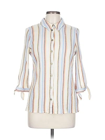 Pre-owned Soft Surroundings 3/4 Sleeve Button Down Shirt In White