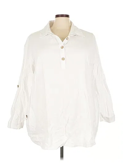 Pre-owned Soft Surroundings 3/4 Sleeve Button Down Shirt In White