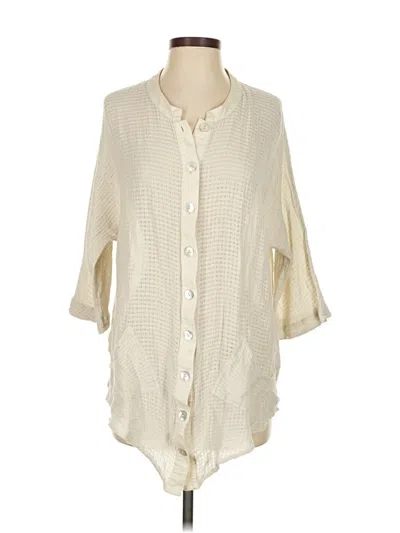 Pre-owned Soft Surroundings 3/4 Sleeve Button Down Shirt In White