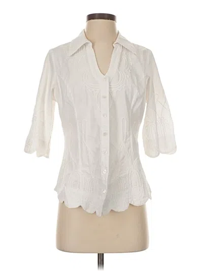 Pre-owned Soft Surroundings 3/4 Sleeve Button Down Shirt In White