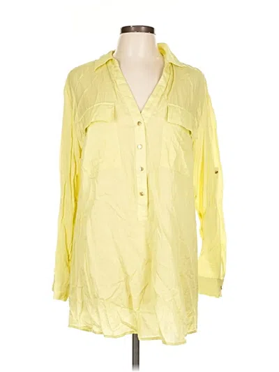 Pre-owned Soft Surroundings 3/4 Sleeve Button Down Shirt In Yellow