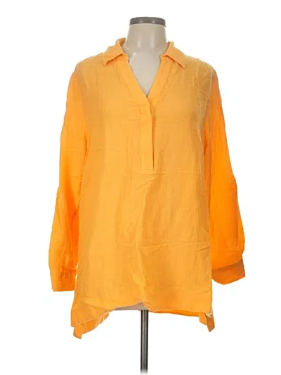 Pre-owned Soft Surroundings 3/4 Sleeve Button Down Shirt In Yellow