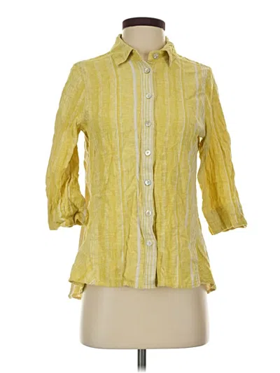 Pre-owned Soft Surroundings 3/4 Sleeve Button Down Shirt In Yellow