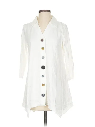 Pre-owned Soft Surroundings 3/4 Sleeve Henley Shirt In White