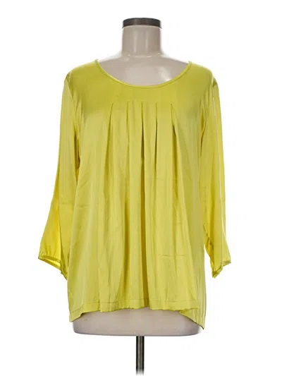 Pre-owned Soft Surroundings 3/4 Sleeve Silk Top Yellow Scoop Neck Tops