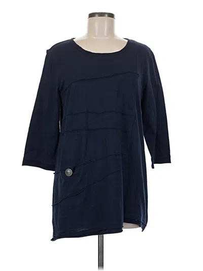 Pre-owned Soft Surroundings 3/4 Sleeve Top Blue Boatneck Tops