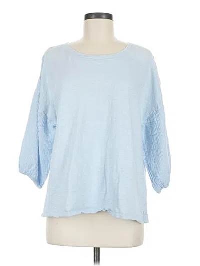 Pre-owned Soft Surroundings 3/4 Sleeve Top Blue Boatneck Tops