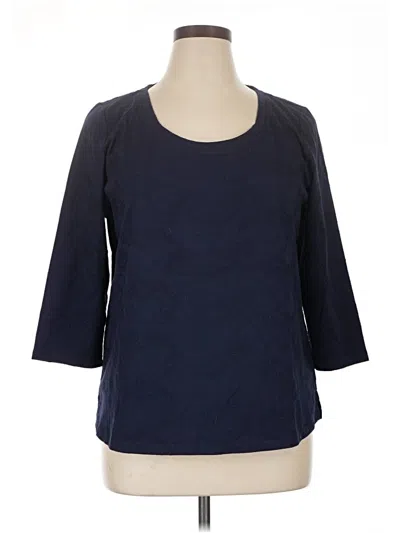 Soft Surroundings 3/4 Sleeve Top Blue Boatneck Tops