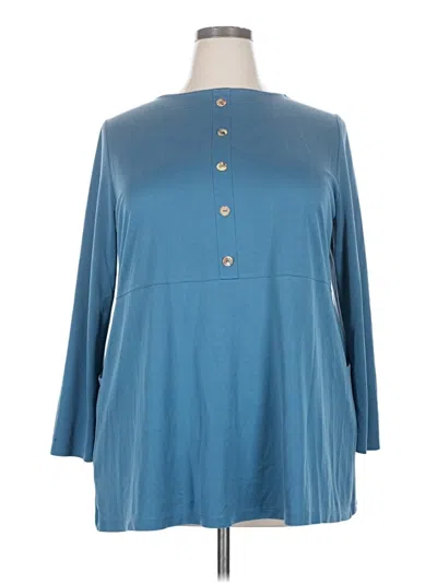 Pre-owned Soft Surroundings 3/4 Sleeve Top Blue Crew Neck Tops