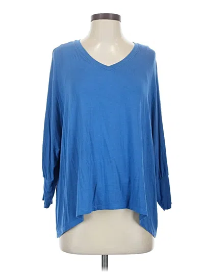 Pre-owned Soft Surroundings 3/4 Sleeve Top Blue V-neck Tops