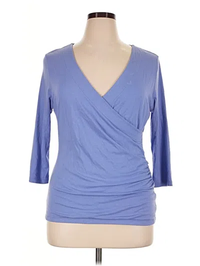 Pre-owned Soft Surroundings 3/4 Sleeve Top Blue V-neck Tops