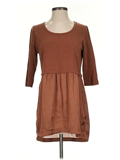 Pre-owned Soft Surroundings 3/4 Sleeve Top Brown Boatneck Tops