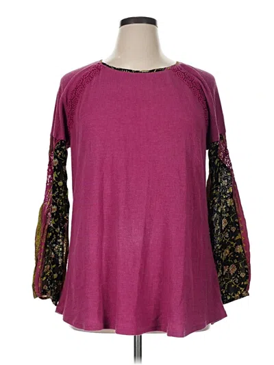 Pre-owned Soft Surroundings 3/4 Sleeve Top Burgundy Crew Neck Tops