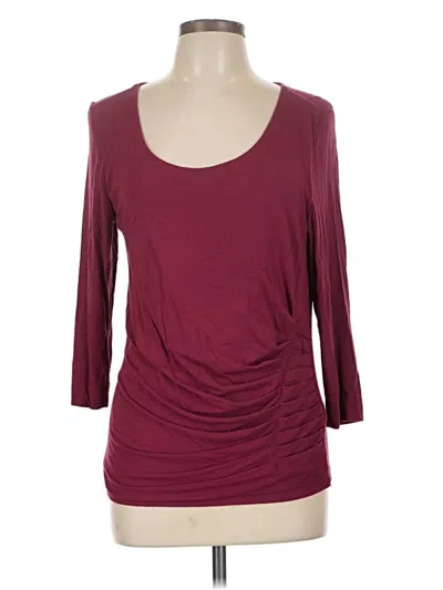 Pre-owned Soft Surroundings 3/4 Sleeve Top Burgundy Scoop Neck Tops
