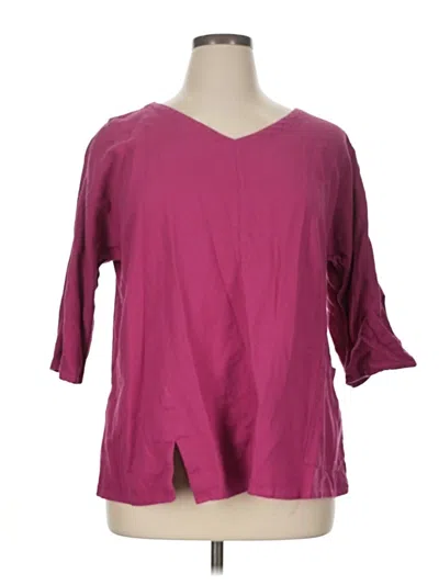 Pre-owned Soft Surroundings 3/4 Sleeve Top Burgundy V Neck Tops