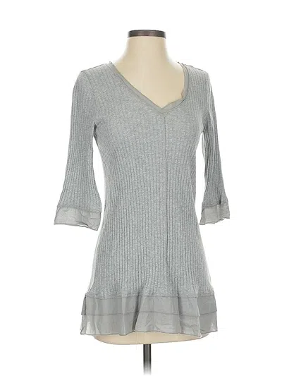 Pre-owned Soft Surroundings 3/4 Sleeve Top Gray V Neck Tops