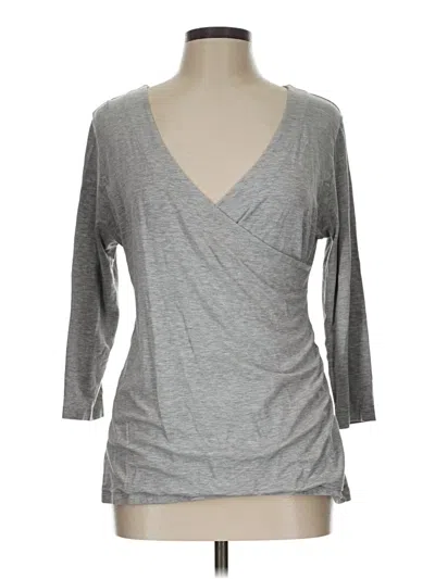 Pre-owned Soft Surroundings 3/4 Sleeve Top Gray V Neck Tops