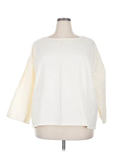 Pre-owned Soft Surroundings 3/4 Sleeve Top Ivory Boatneck Tops In White