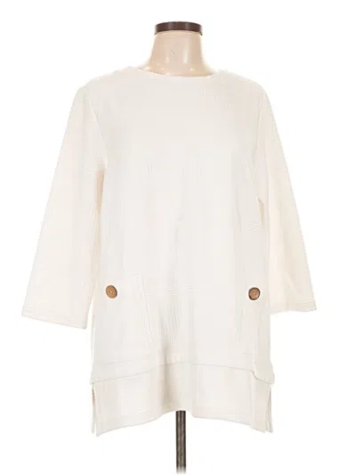Pre-owned Soft Surroundings 3/4 Sleeve Top Ivory Crew Neck Tops