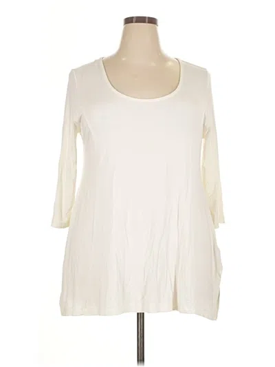 Pre-owned Soft Surroundings 3/4 Sleeve Top Ivory Scoop Neck Tops