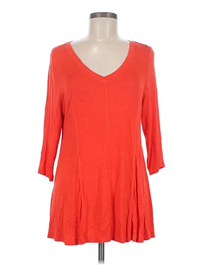 Pre-owned Soft Surroundings 3/4 Sleeve Top Orange V-neck Tops