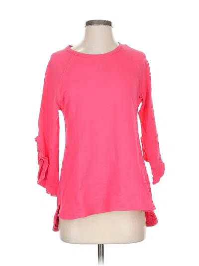 Pre-owned Soft Surroundings 3/4 Sleeve Top Pink Cold Shoulder Neckline Tops