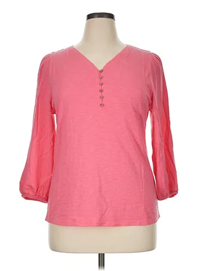 Pre-owned Soft Surroundings 3/4 Sleeve Top Pink Sweetheart Neckline Tops