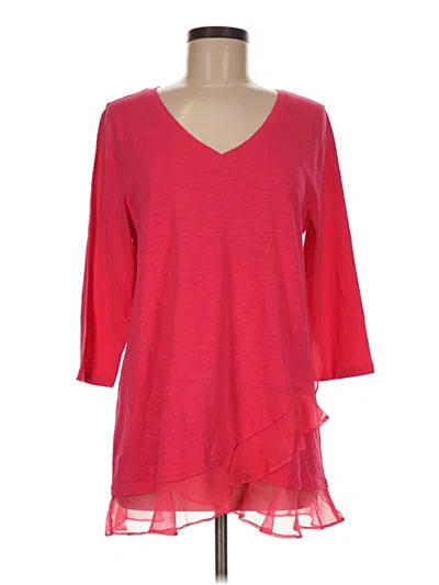 Pre-owned Soft Surroundings 3/4 Sleeve Top Red V-neck Tops
