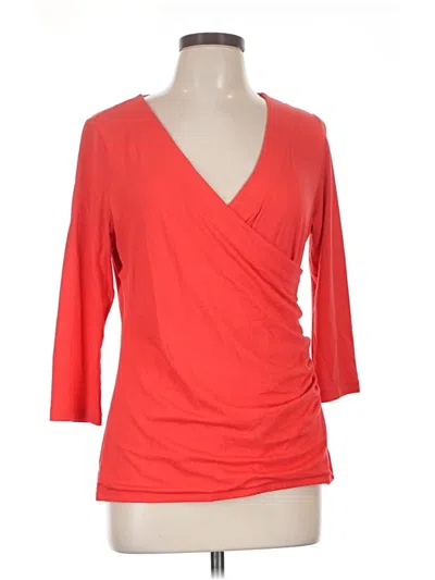 Pre-owned Soft Surroundings 3/4 Sleeve Top Red V-neck Tops