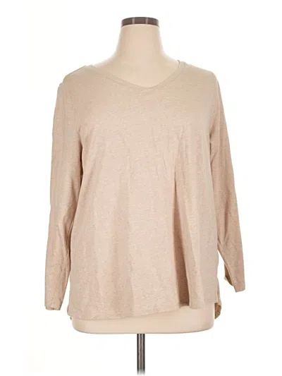 Pre-owned Soft Surroundings 3/4 Sleeve Top Tan Crew Neck Tops