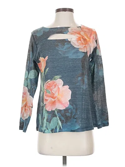 Pre-owned Soft Surroundings 3/4 Sleeve Top Teal Boatneck Tops